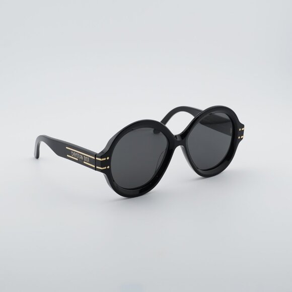 Dior DIORSIGNATURE R1U 10A0 Sunglasses Black Round Frame, Smoke Lenses main image 8